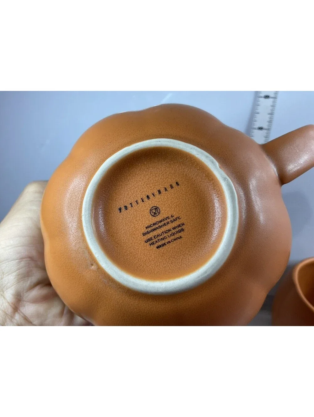 Pottery Barn Stonewear Pumpkin Mugs Set Of 4